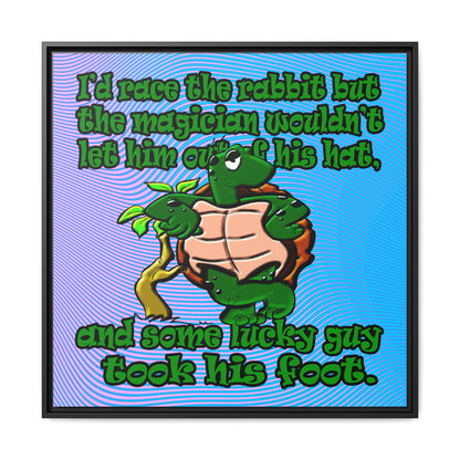 turtle race - framed canvas art (light blue-purple wave)