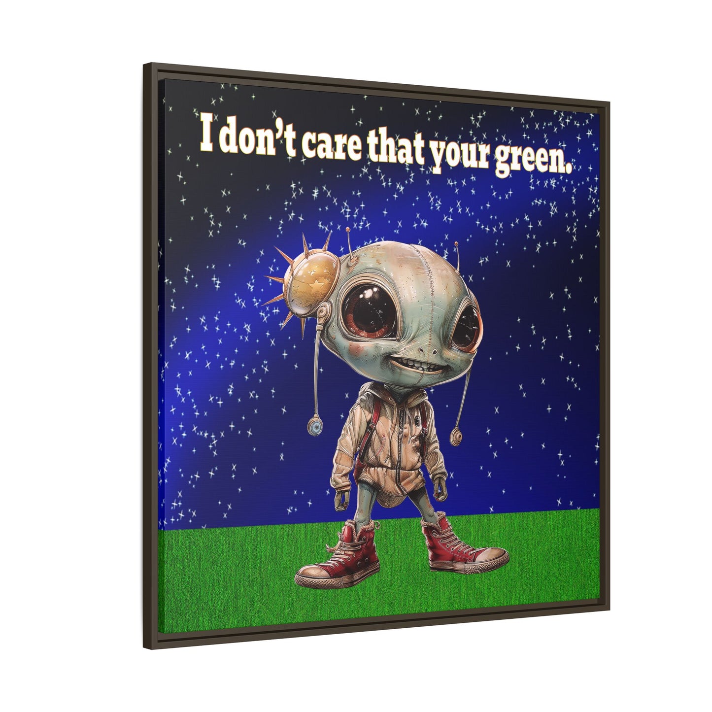 I don't care that your green - framed canvas art ('snoops' background)