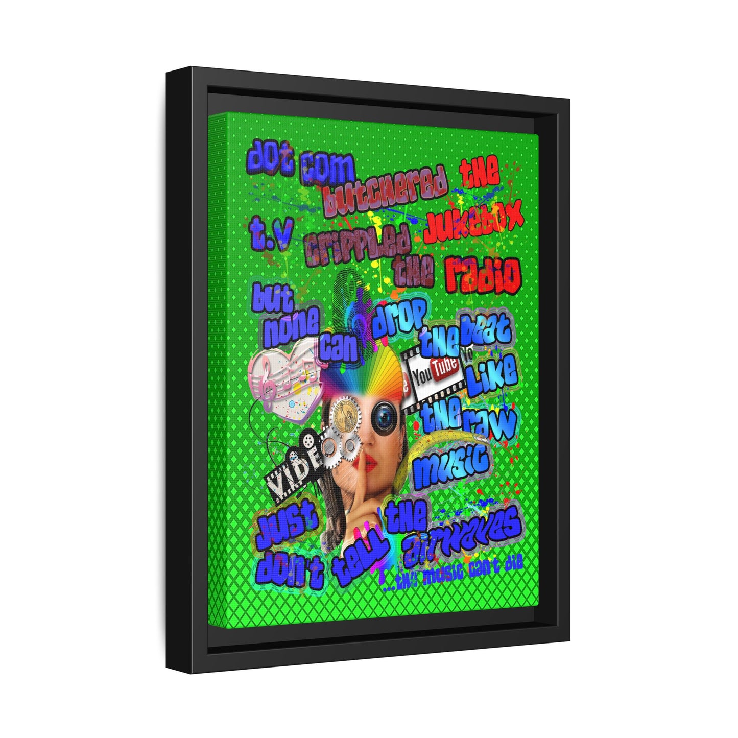 drop the beat - framed canvas art (logo green)
