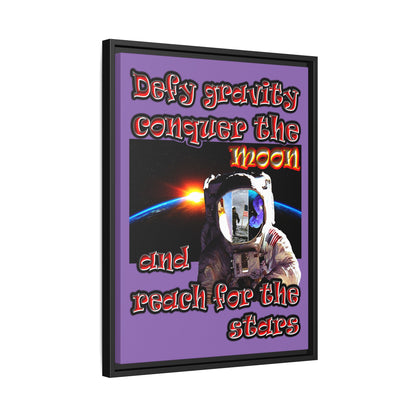 defy conquer reach - framed canvas art (light purple)