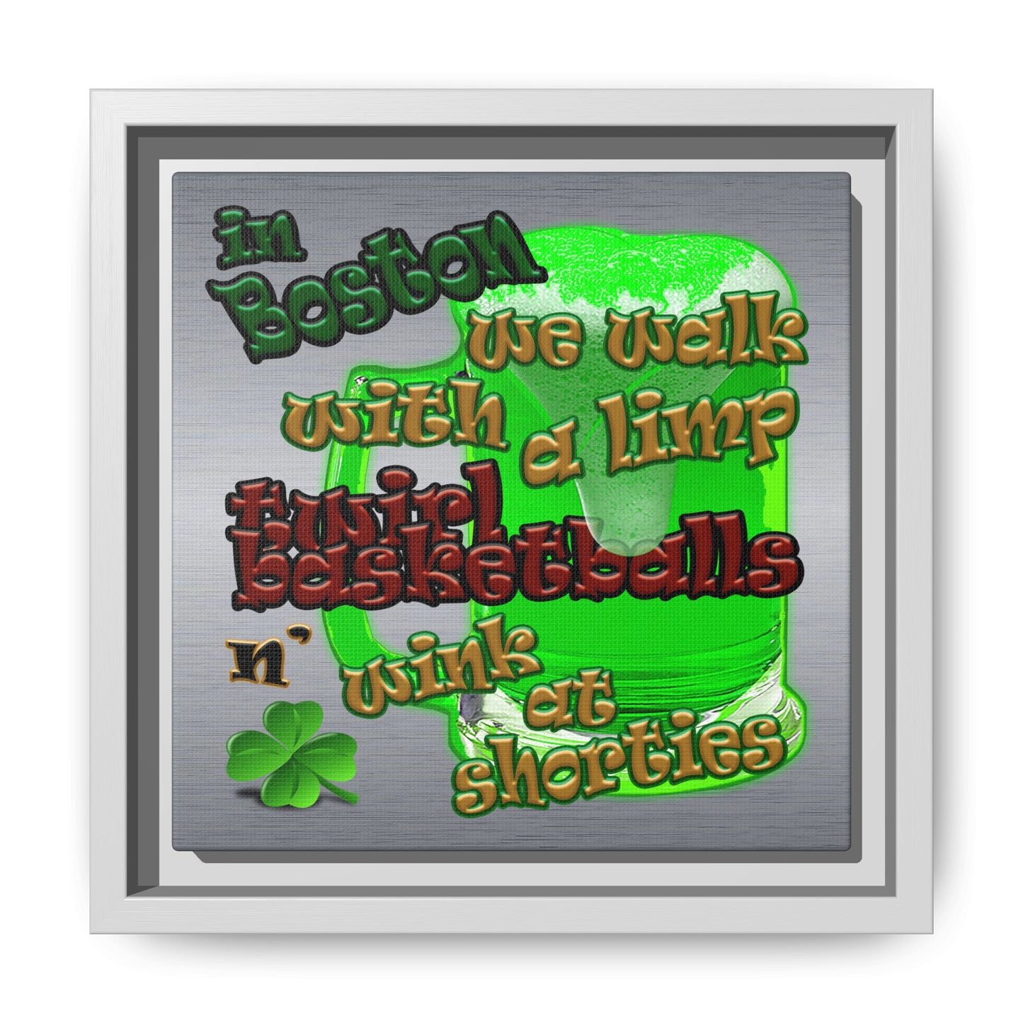 celtics logo - framed canvas art (brushed nickel)