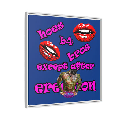 hoes b4 bros - framed canvas art (dark blue)
