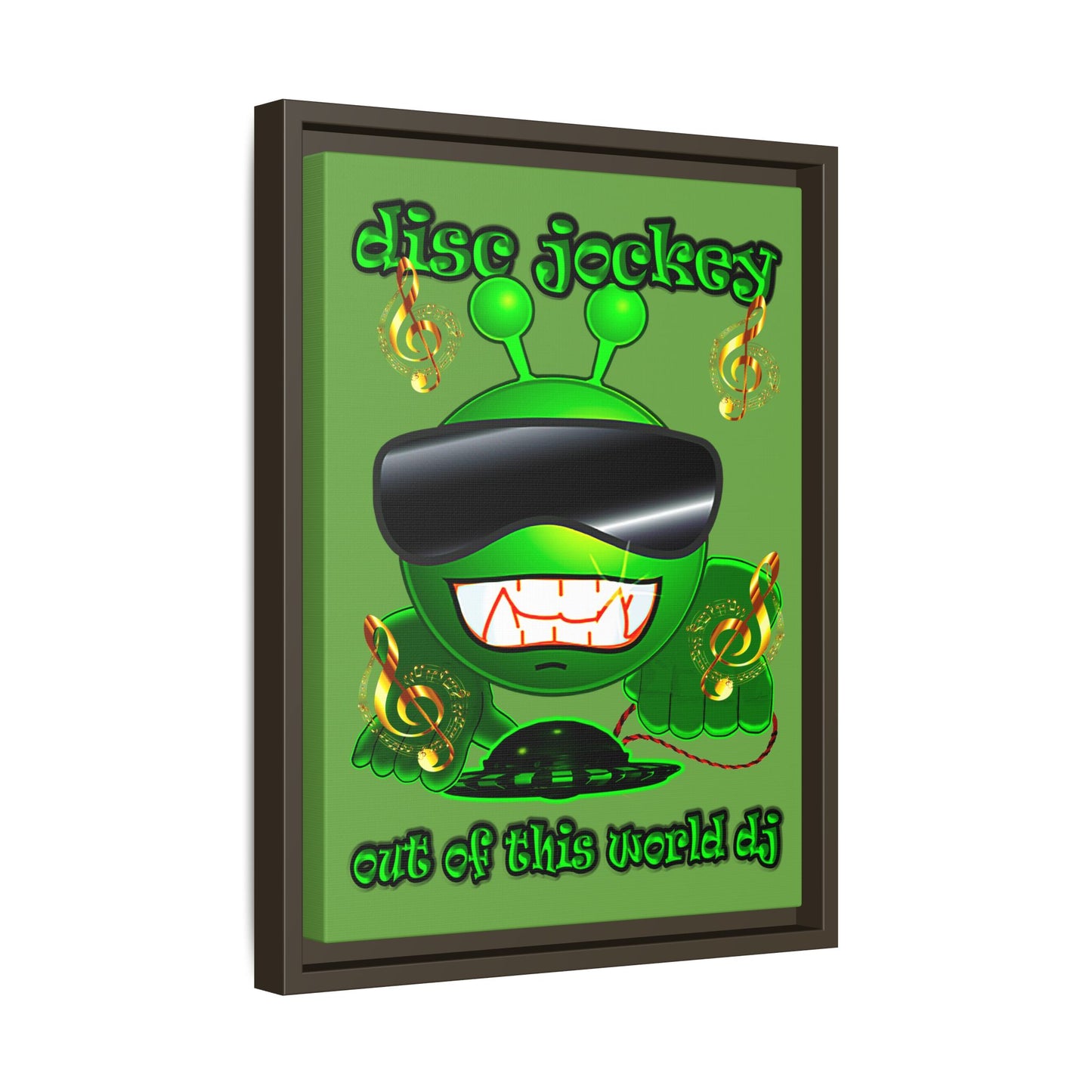 disc jockey - framed canvas art (green)