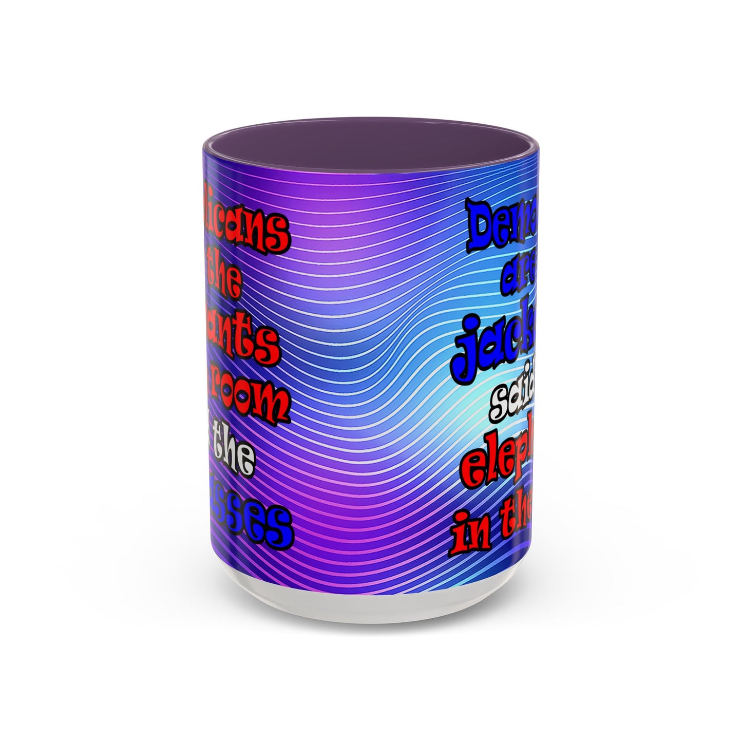 donkeys and elephants - Accent Mug (purple wave)