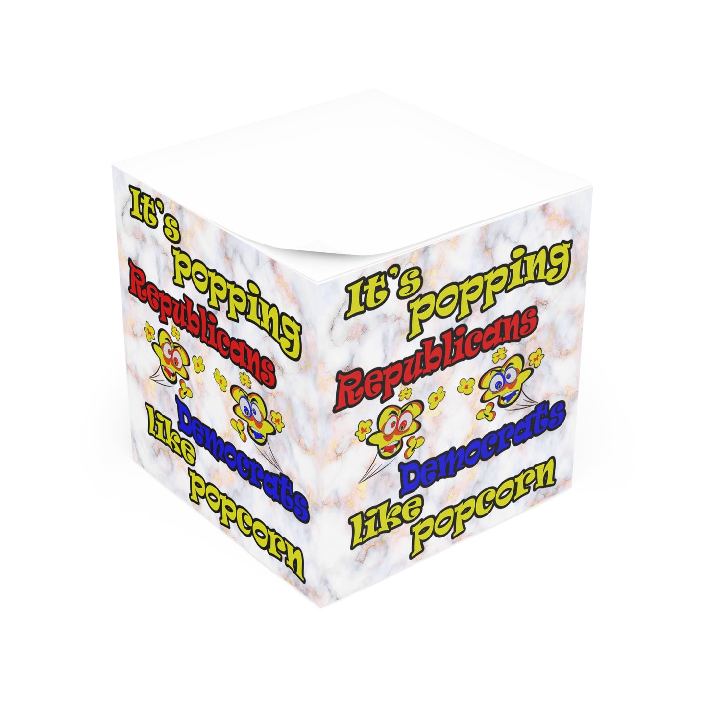 popping like popcorn - note cube (white marble)