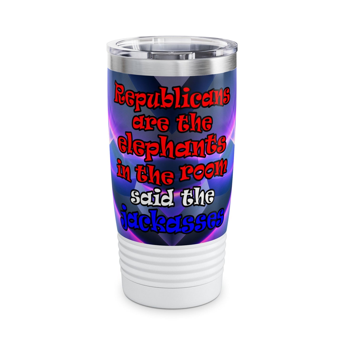 donkeys and elephants - Ringneck Tumbler, 20oz (grey-pink wave)