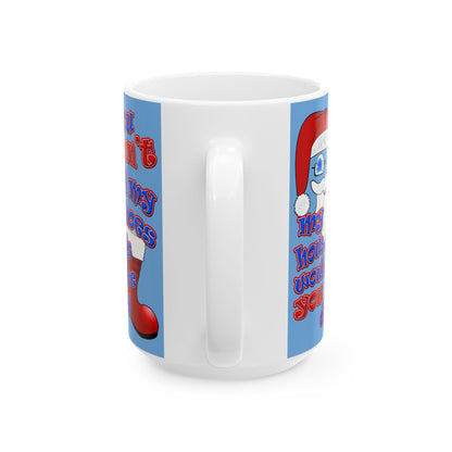 santa's shoes - White Mug (light blue)