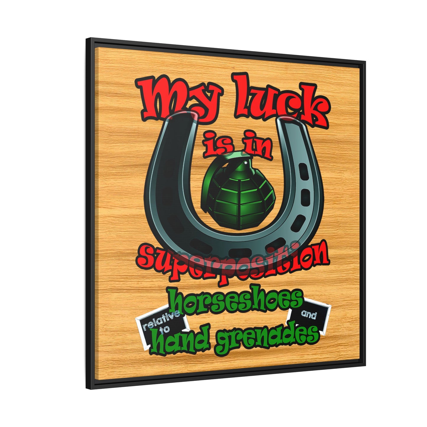my luck - framed canvas art (butterscotch wood finish)