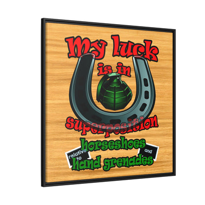 my luck - framed canvas art (butterscotch wood finish)