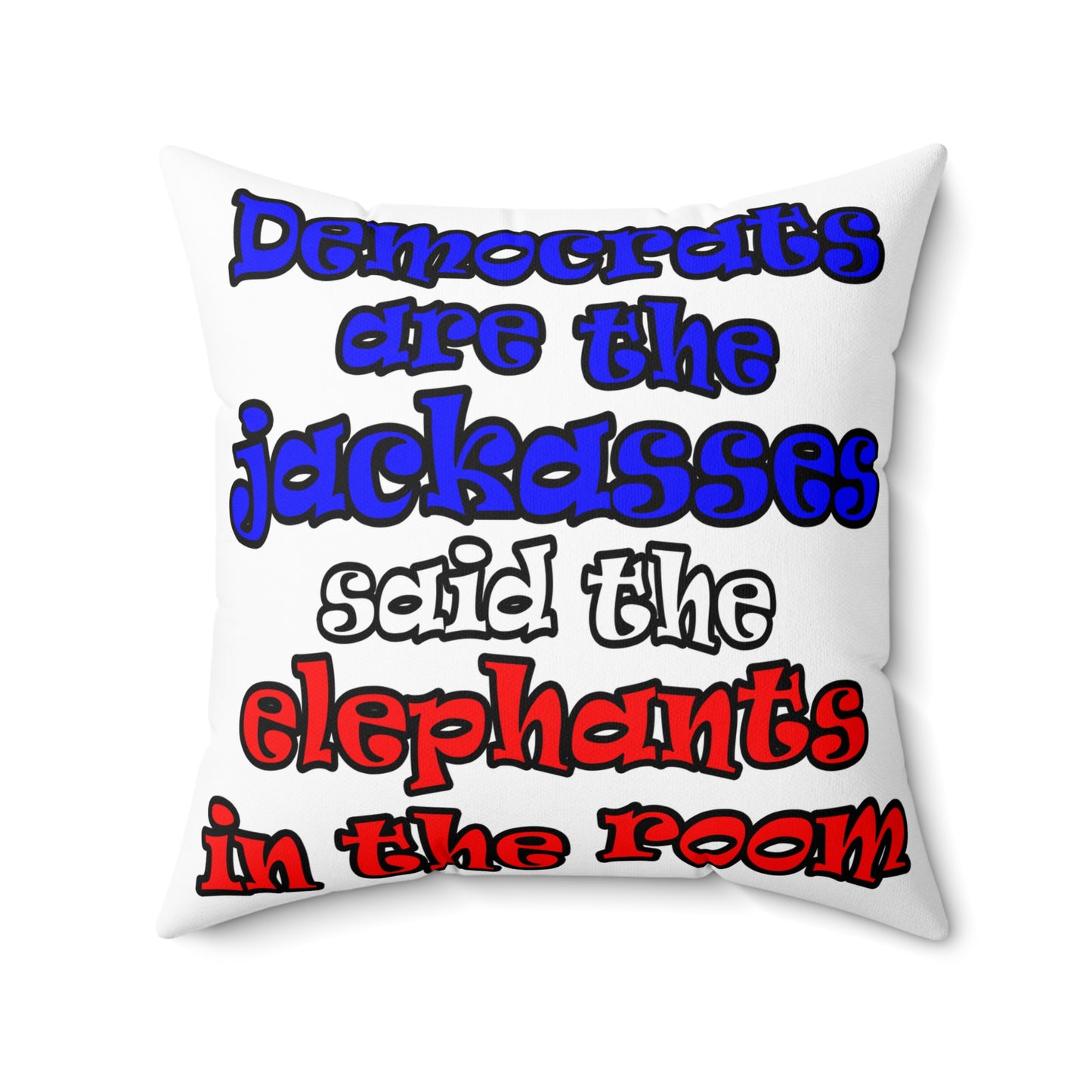 donkeys and elephants - Spun Polyester Square Pillow - (white)