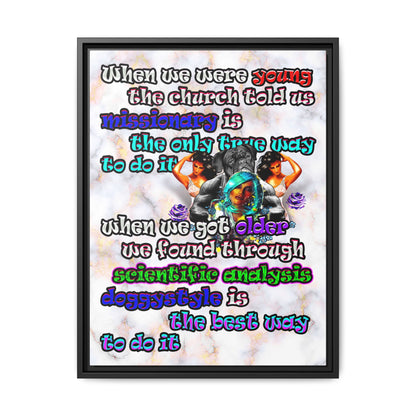 doggystyle - framed canvas art (white marble)