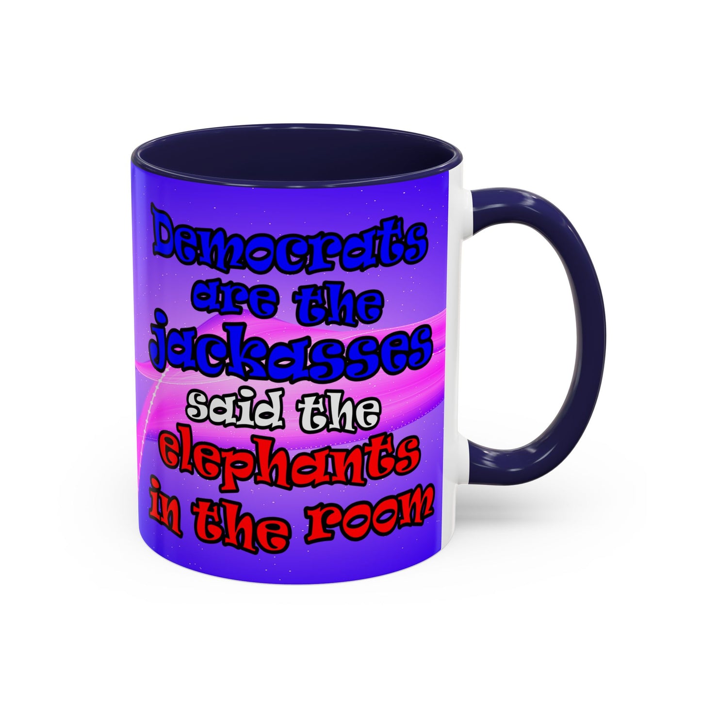 donkeys and elephants - Accent Mug (purple-pink wave)