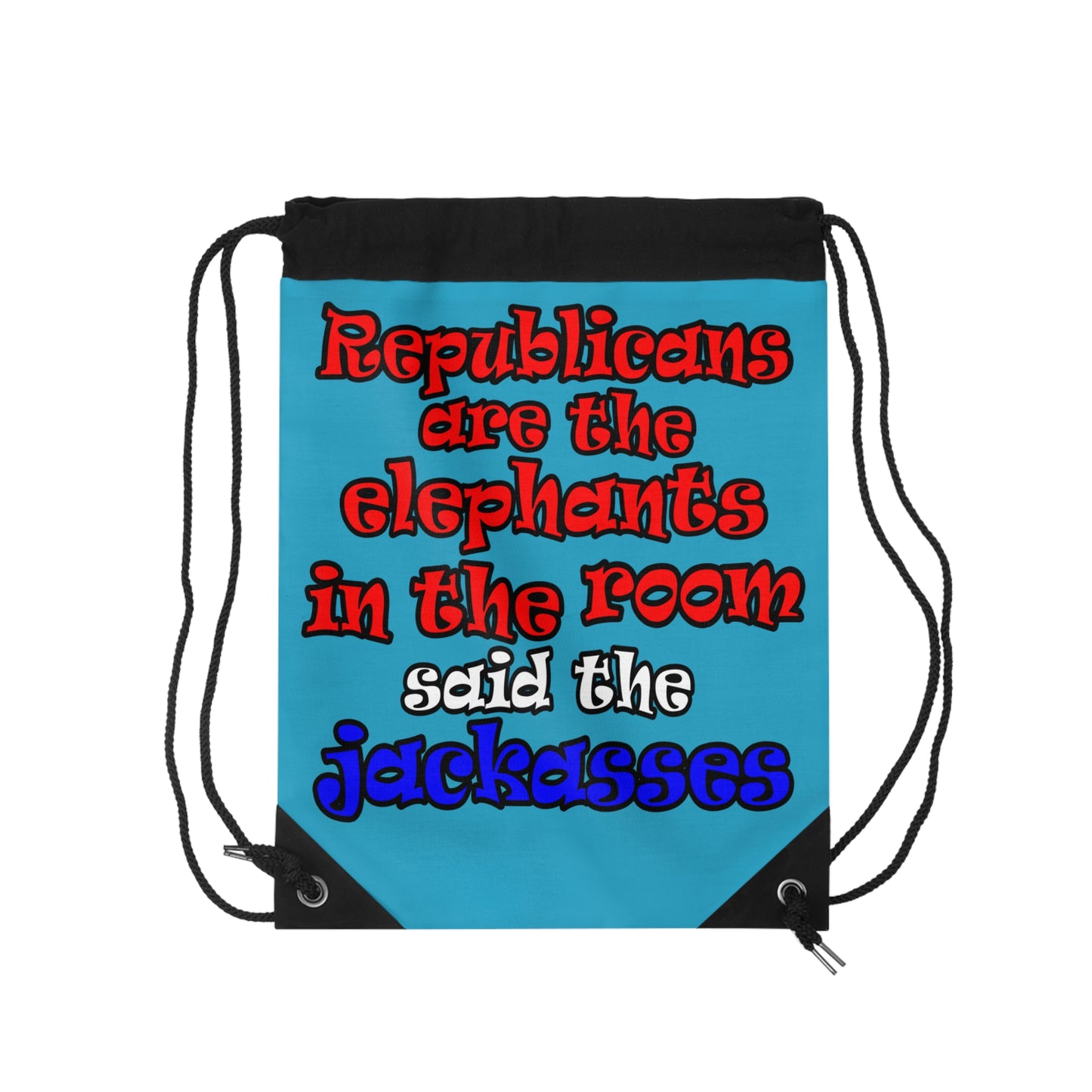 donkeys and elephants - Drawstring Bag (turquoise)