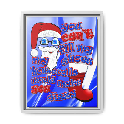 santa's shoes - framed canvas art (blue-white wave)