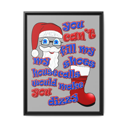 santa's shoes - framed canvas art (light grey)