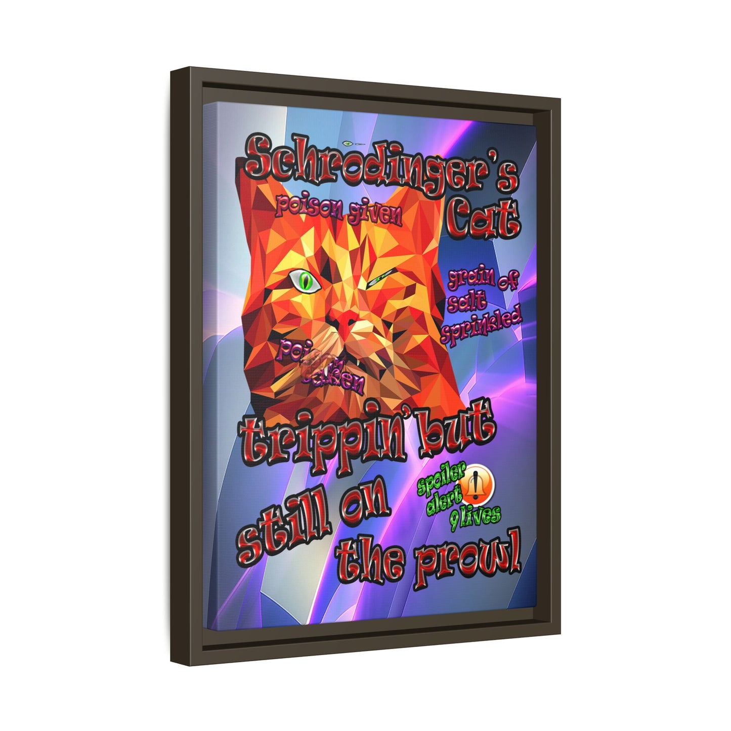 schrodinger's cat - framed canvas art (grey-pink wave)