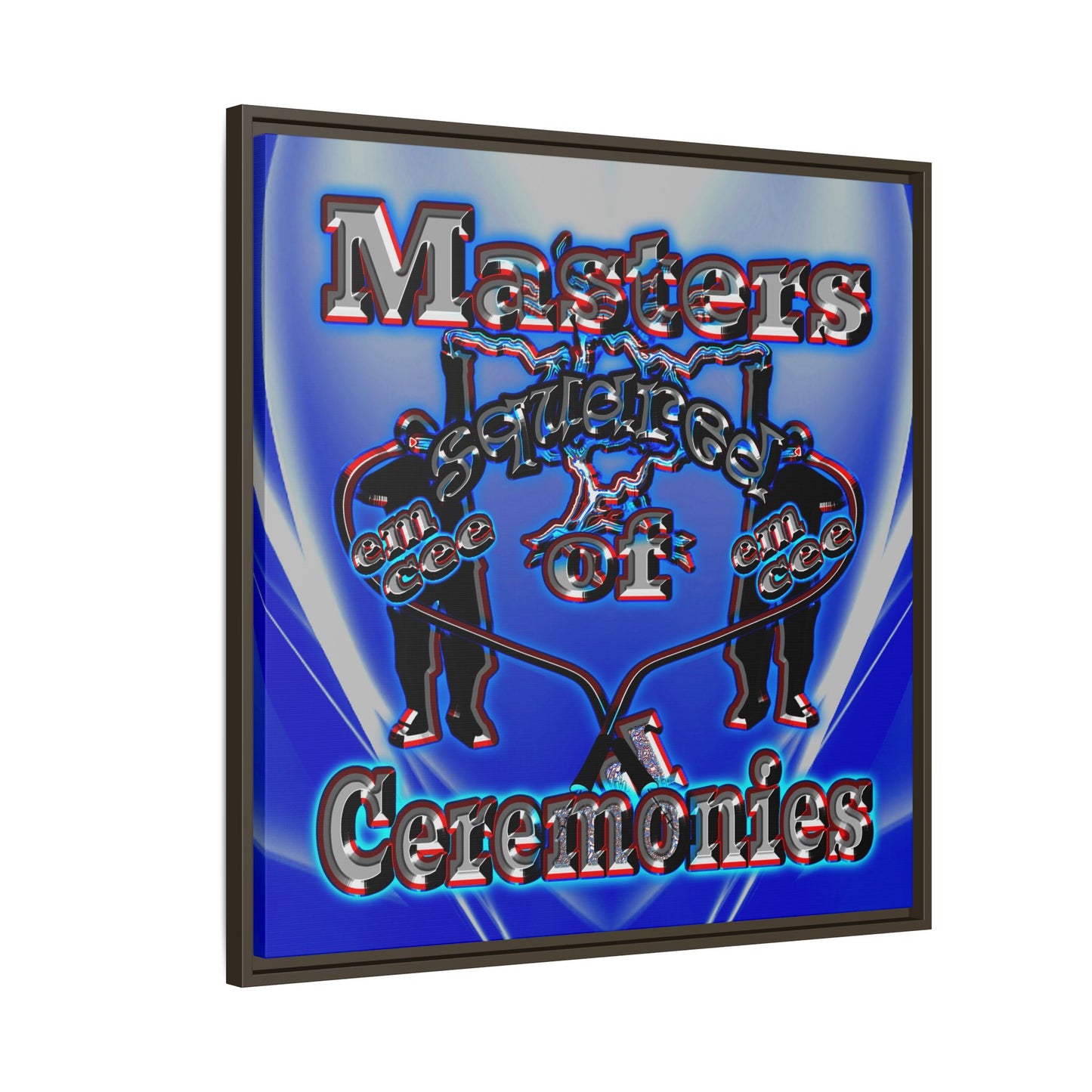 em cee squared - framed canvas art (blue-white wave)