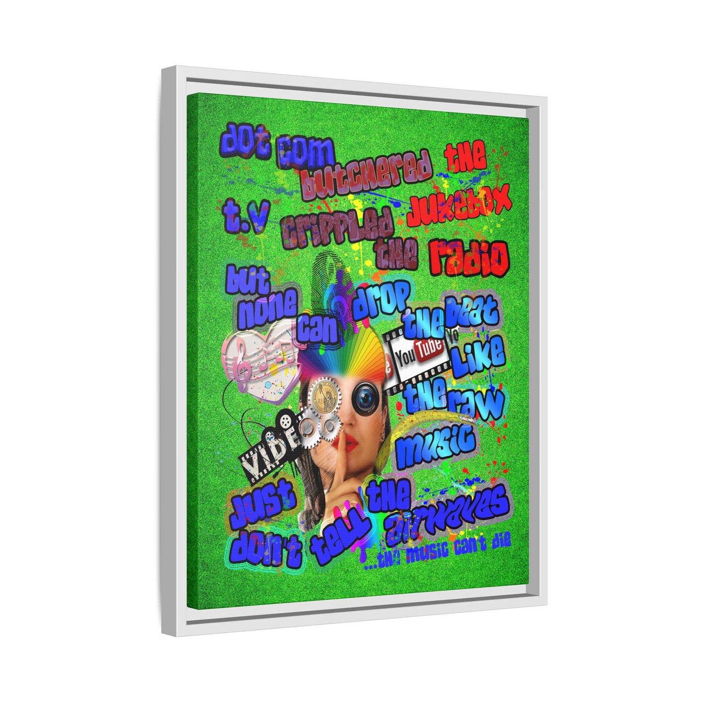 drop the beat - framed canvas art (green turf)
