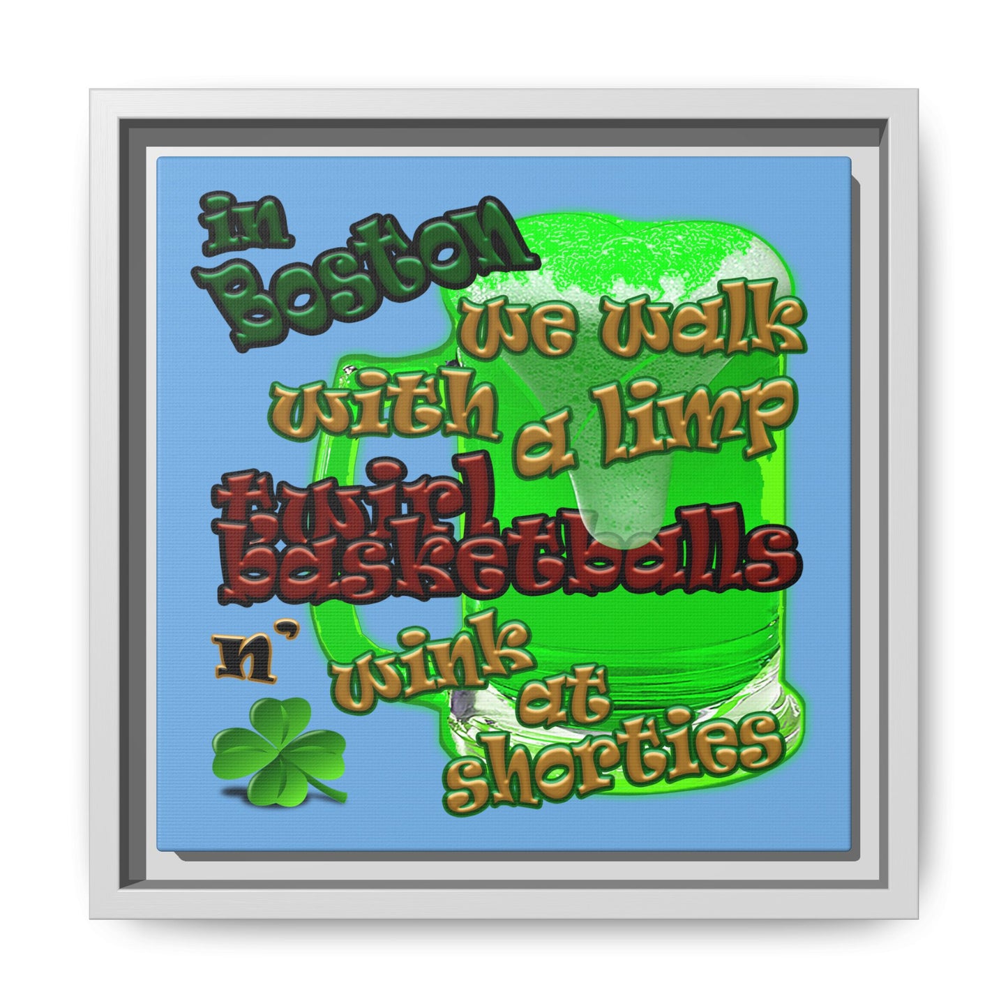 celtics logo - framed canvas art (light blue)