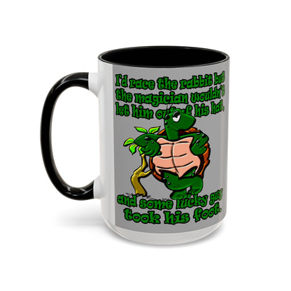 turtle race - Accent Mug (light grey)