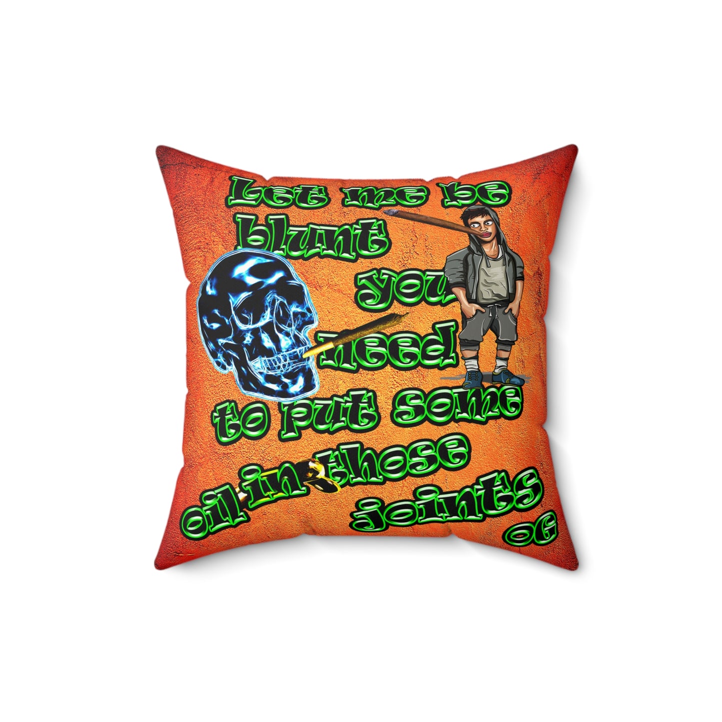 og - Faux Suede Square Pillow - (burnt orange)