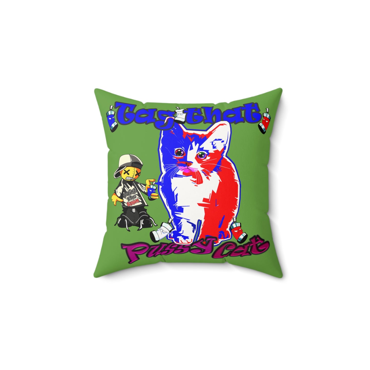 tag that - Faux Suede Square Pillow - (green)