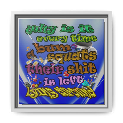the bum's shit - framed canvas art (blue-white wave)