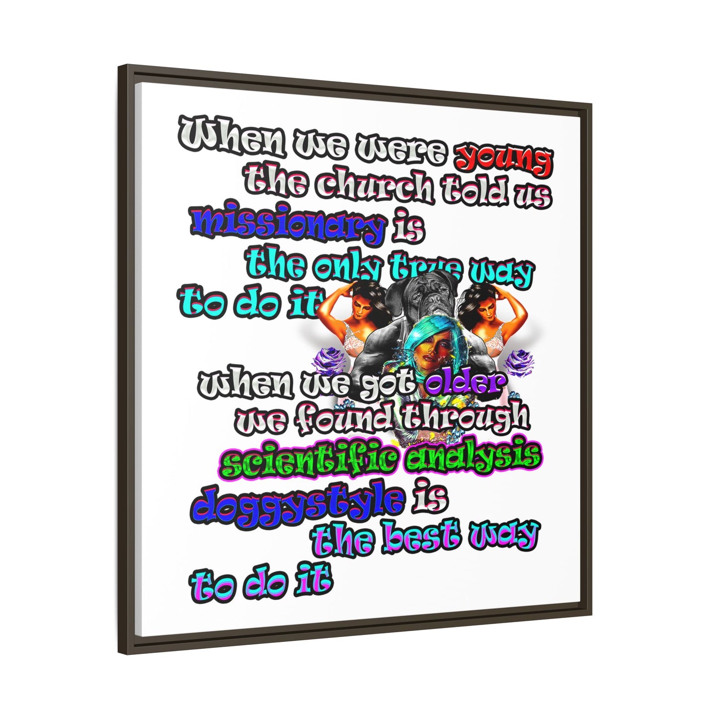 doggystyle - framed canvas art (white)