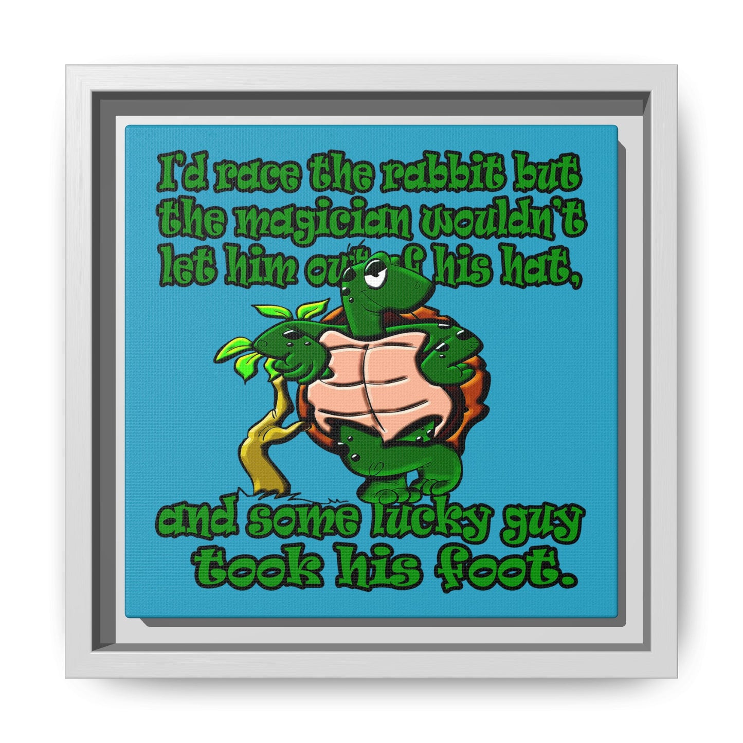 turtle race - framed canvas art (turquoise)