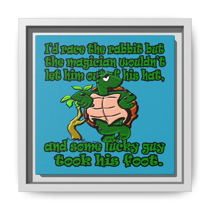 turtle race - framed canvas art (turquoise)
