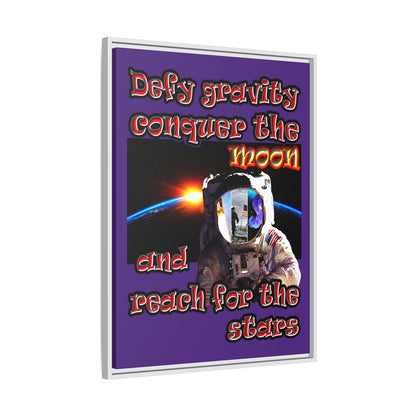 defy conquer reach - framed canvas art (purple)