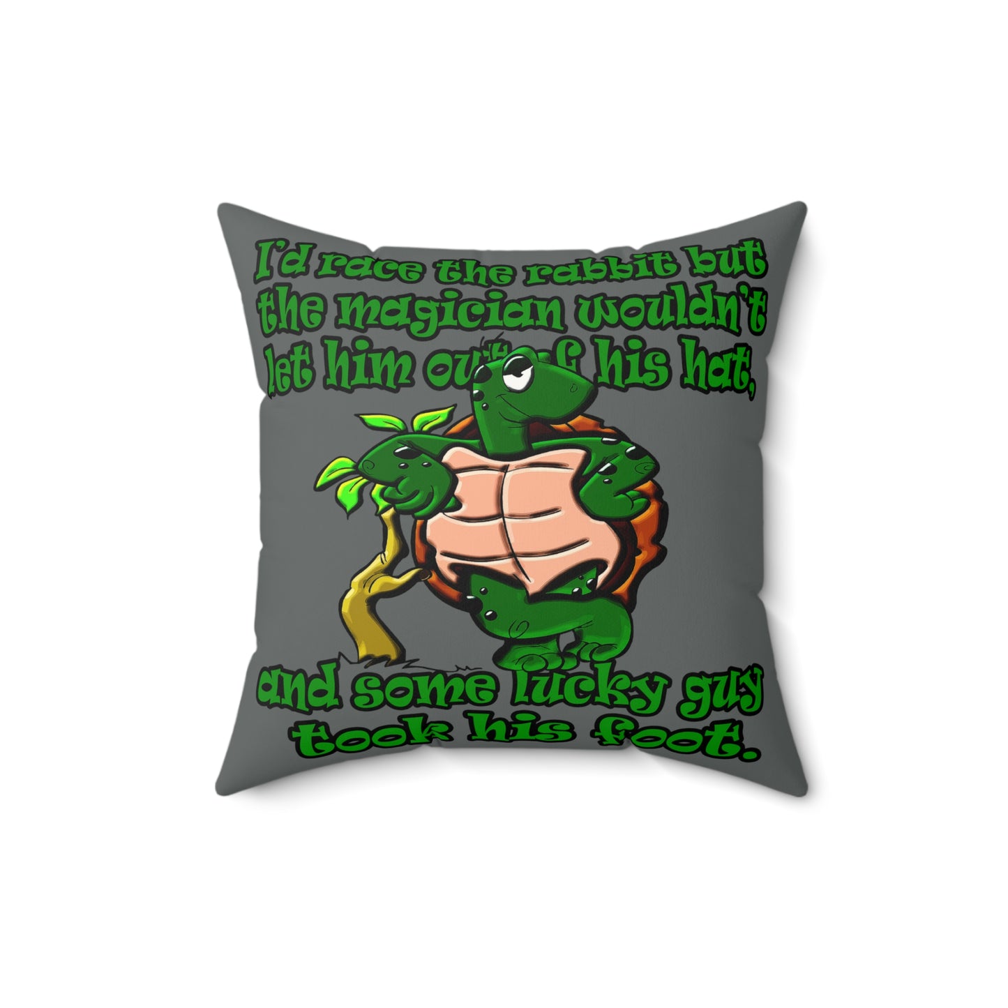 turtle race - Faux Suede Square Pillow - (dark grey)
