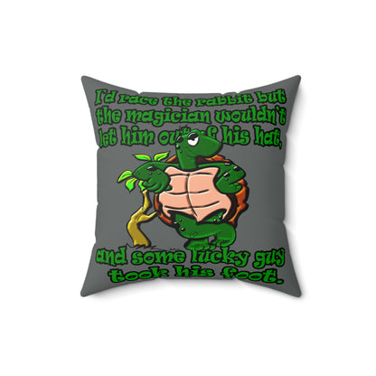 turtle race - Faux Suede Square Pillow - (dark grey)