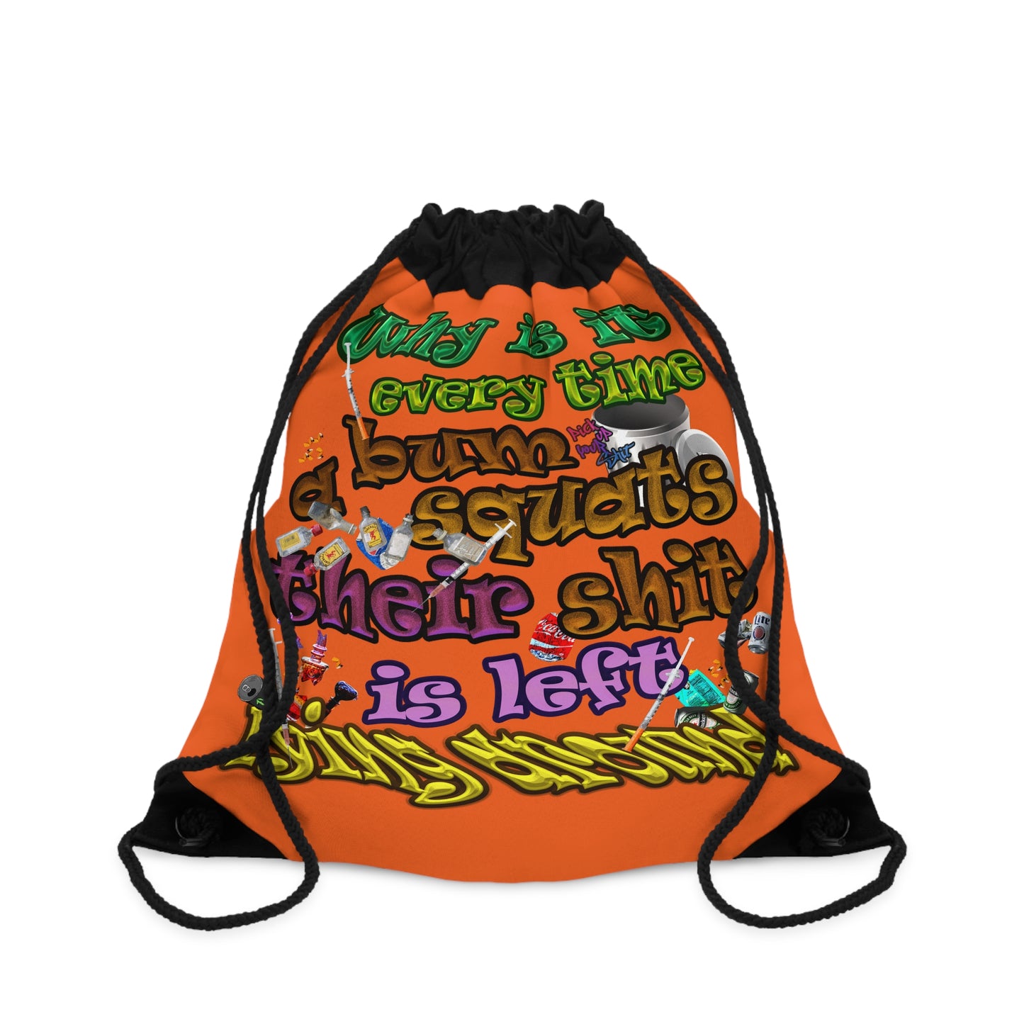 the bum's shit - Drawstring Bag (orange)