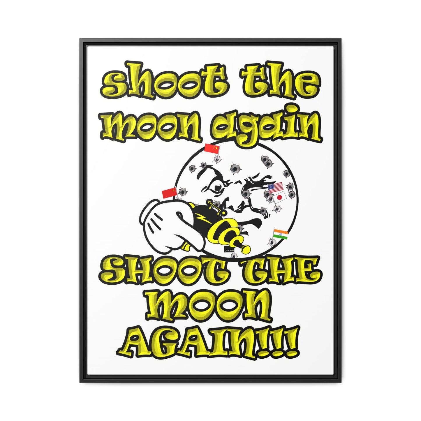 shoot the moon again - framed canvas art (white)