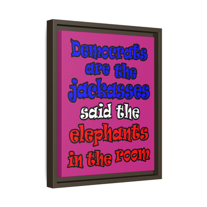 donkeys and elephants - framed canvas art (pink)