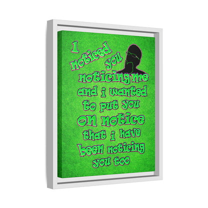 noticed you noticing - framed canvas art (green turf)