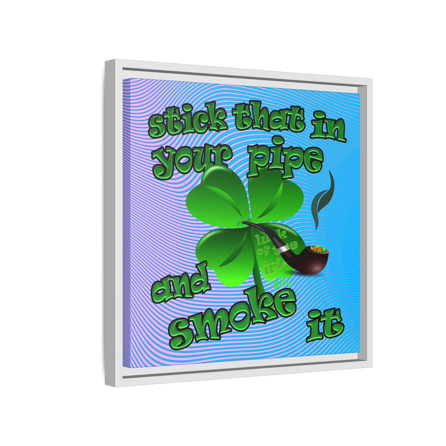stick that in your pipe and smoke it - framed canvas art (light blue-purple wave)