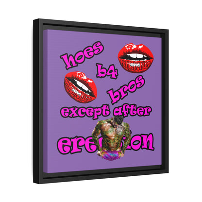 hoes b4 bros - framed canvas art (light purple)