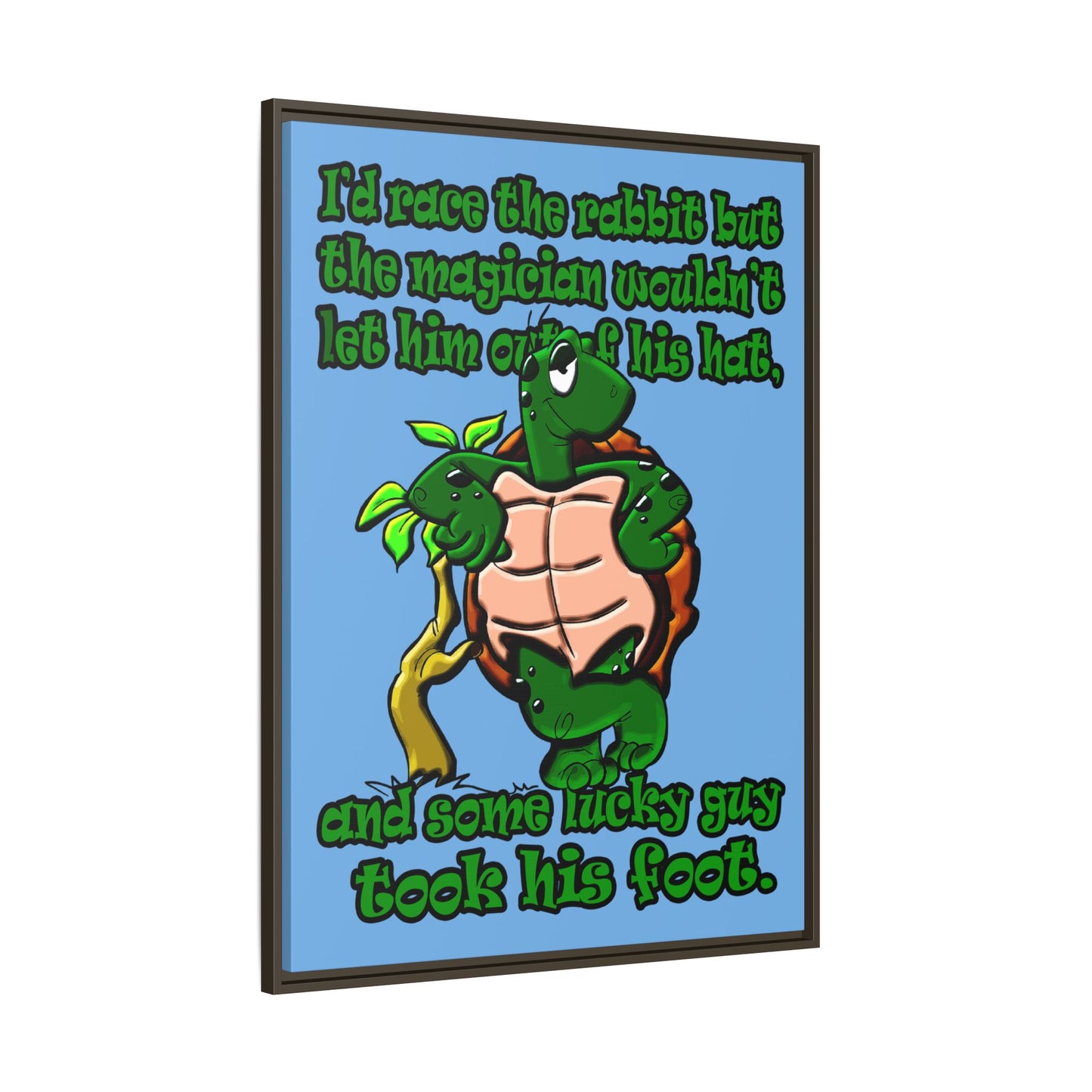 turtle race - framed canvas art (light blue)