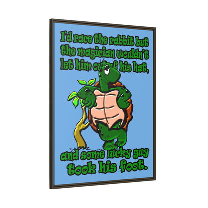 turtle race - framed canvas art (light blue)