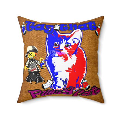 tag that - Spun Polyester Square Pillow - (dichromatic brown papyrus)