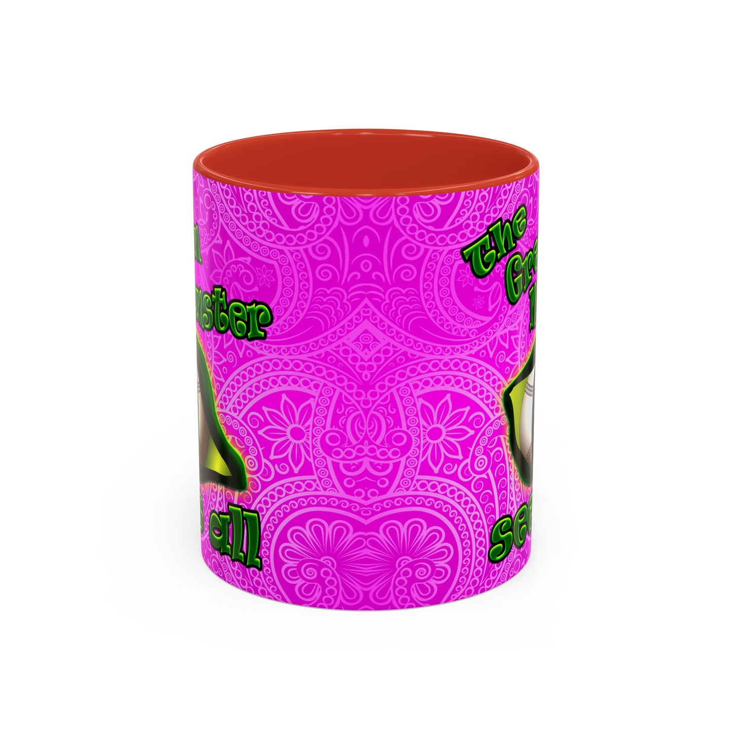 green monster - Accent Mug (pink swirl)