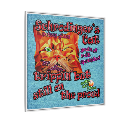 schrodinger's cat - framed canvas art (faded blue)