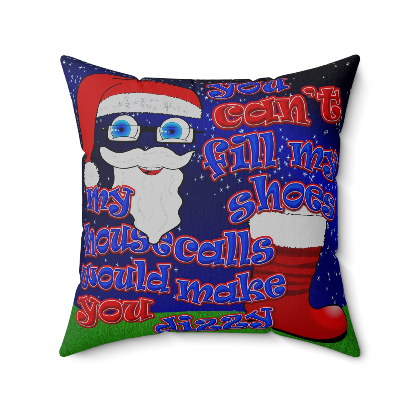 santa's shoes - Spun Polyester Square Pillow - ('snoops' background)