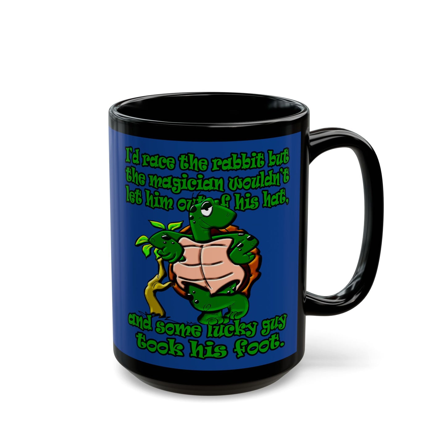 turtle race - Black Mug (dark blue)