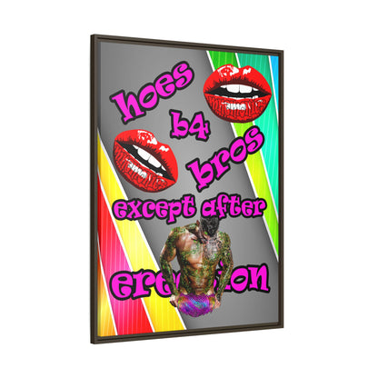 hoes b4 bros - framed canvas art (rainbow split)