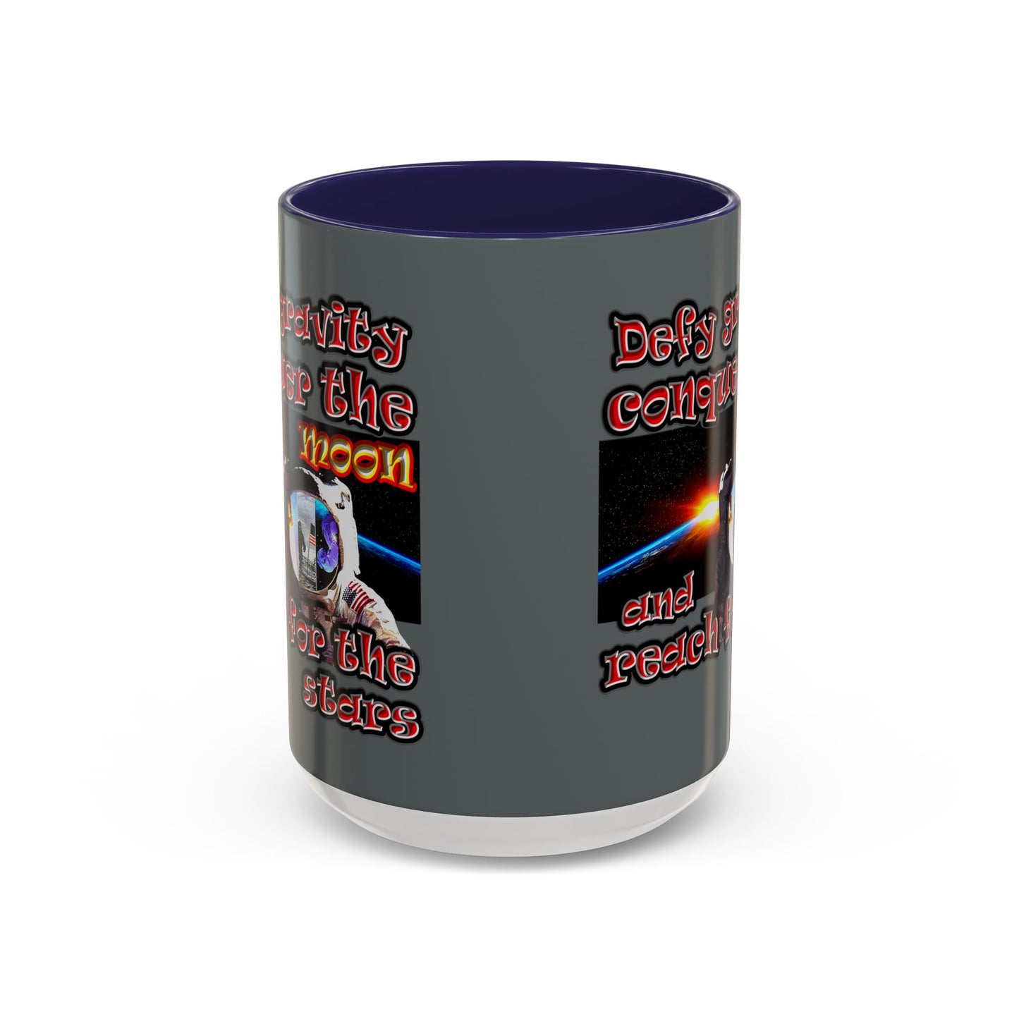 defy conquer reach - Accent Mug (dark grey)