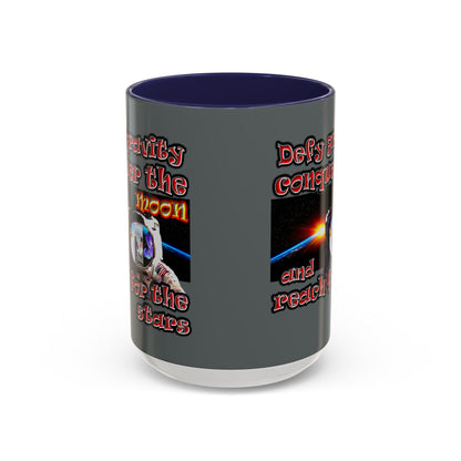 defy conquer reach - Accent Mug (dark grey)