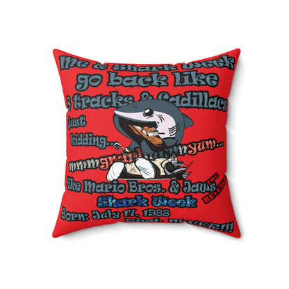 shark week - Spun Polyester Square Pillow - (red)